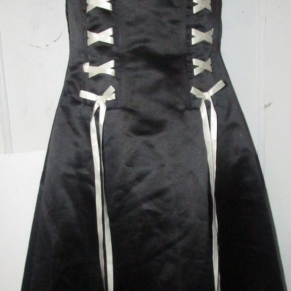 Jessica McClintock Black Silk Strapless Corset Mid - Picture 4 of 8